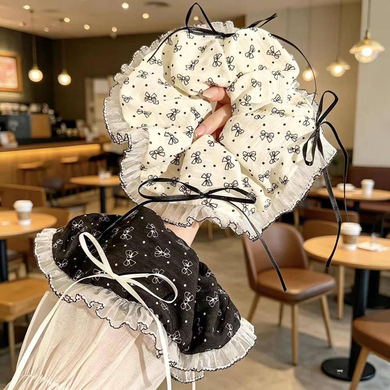 Elastic Lace Trim - 1/2PCS Lace Trim Polka Dot Scrunchie