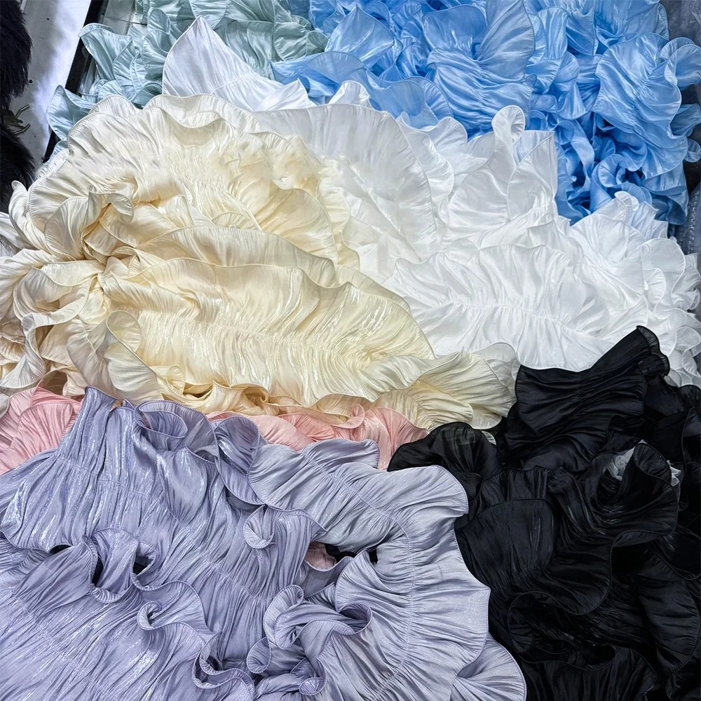 Lace Ribbon Trim - 1Yard Ruffle Shiny Satin Pleat Lace