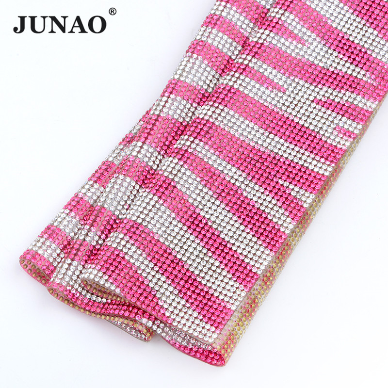 Hotfix Rhinestone Sheet - JUNAO 24x40cm Rose Glass Crystal Rhinestone