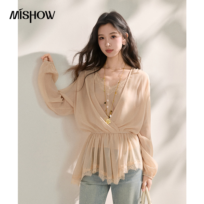 Elastic Lace Trim - MISHOW Women's French Style Beige Sheer
