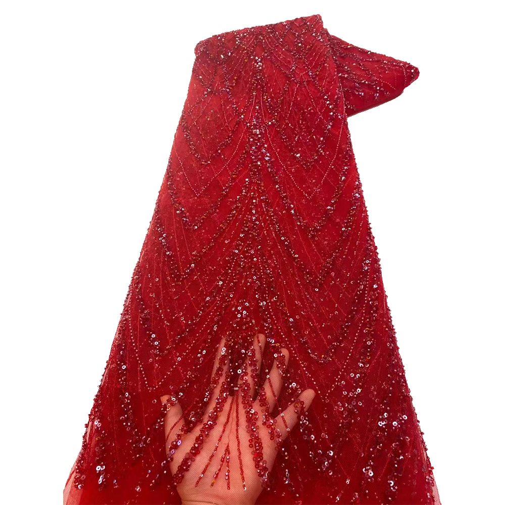 Guipure Lace Panel - Luxury African Sequins Beaded Lace Fabric