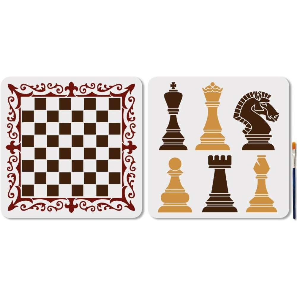 Guipure Lace Panel - 2Pcs Chess Pieces Stencil Lace Chess