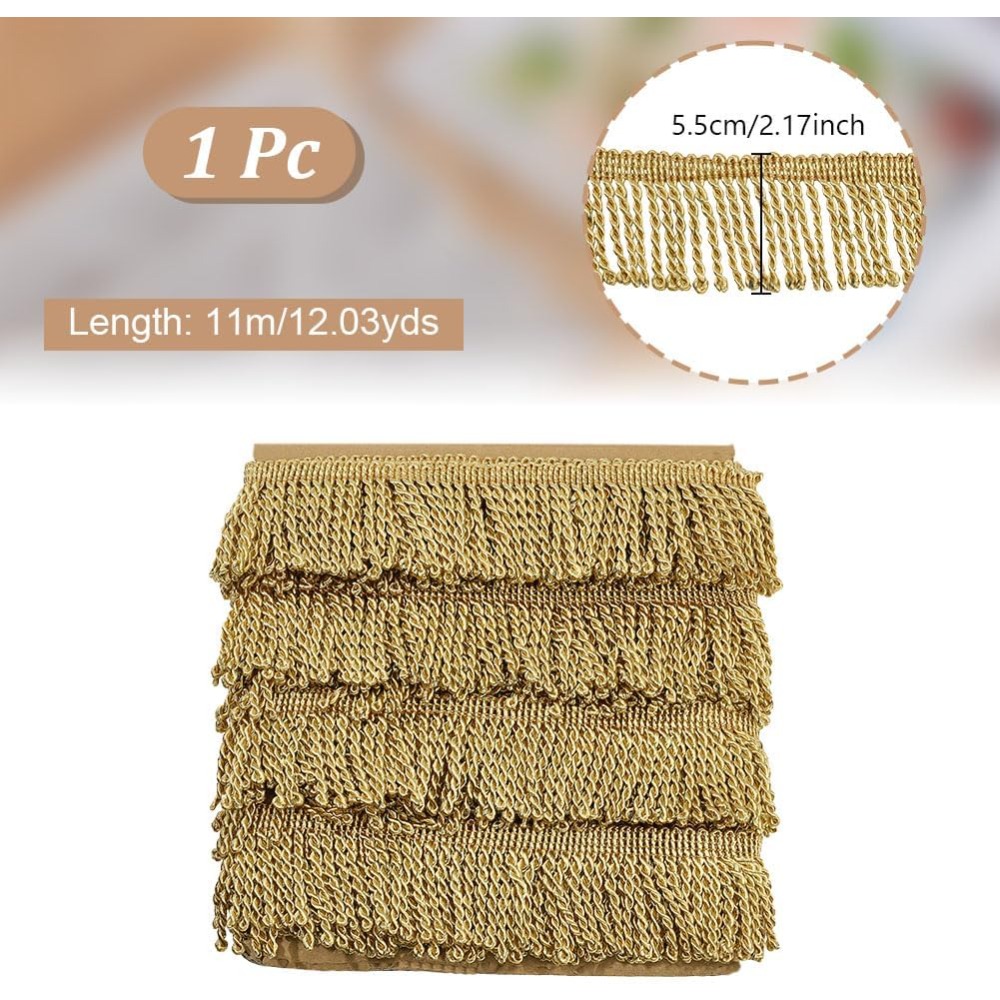 Guipure Lace Panel - 12 Yardsx2.2Inch Fringe Trim Chainette Sewing