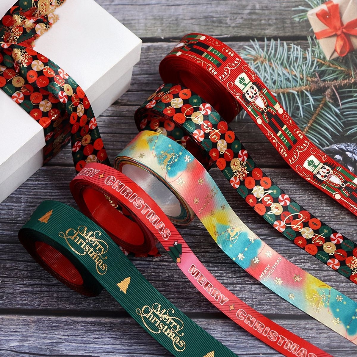 Velvet Ribbon Roll - Christmas Ribbon Printed Handmade Design Christmas
