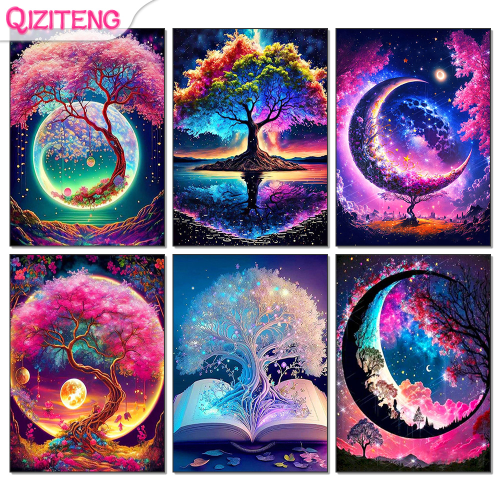 Embroidery Embellishments - 5D Diy Diamond Painting Fantasy Moon