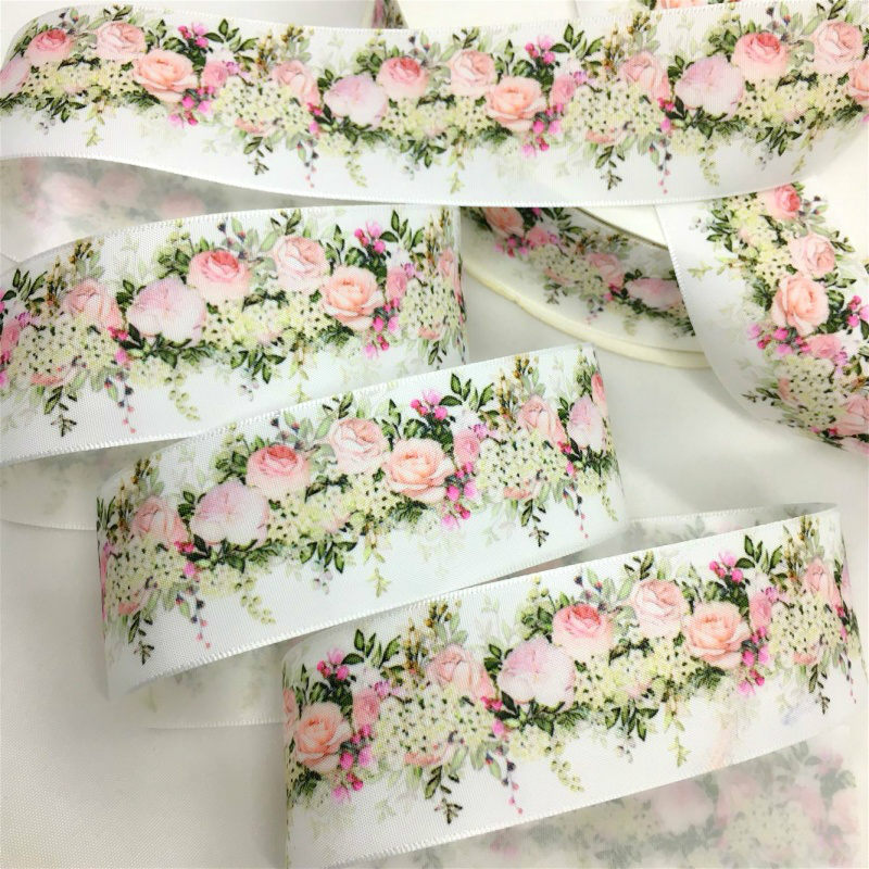 Velvet Ribbon Roll - 5Y 3.8cm Satin Floral Ribbon For