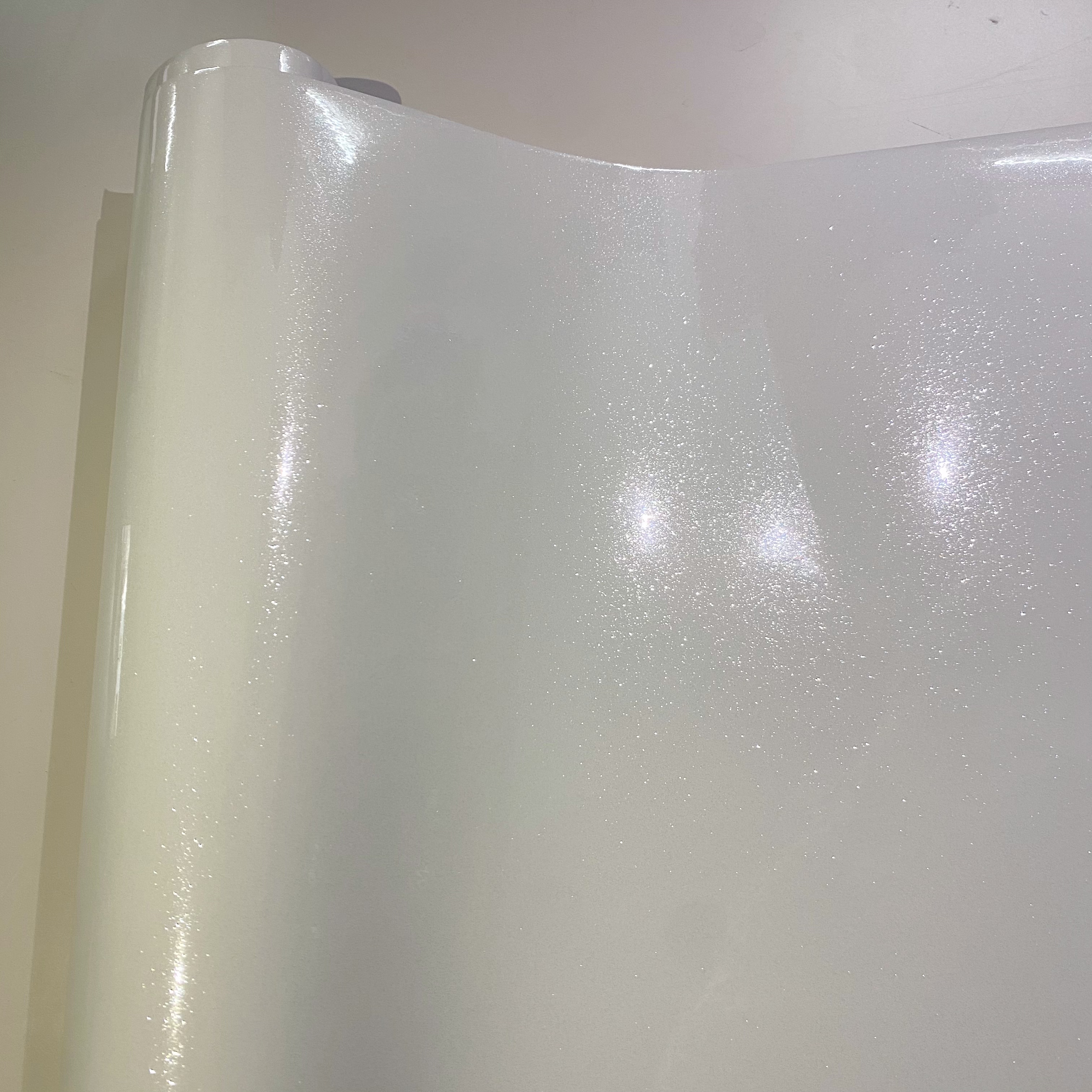 PET Ultra Glossy White Pearl G - Glitter Vinyl Roll ulasan dan harga