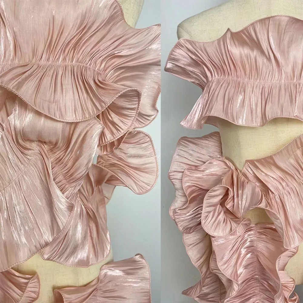 1Yard Ruffle Shiny Satin Pleat - Lace Ribbon Trim ulasan dan harga