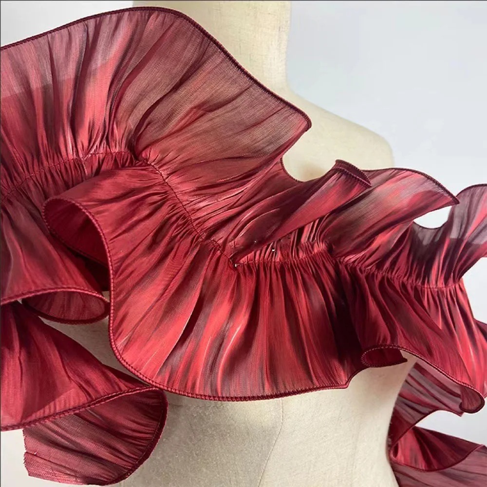 1Yard Ruffle Shiny Satin Pleat - Lace Ribbon Trim ulasan dan harga