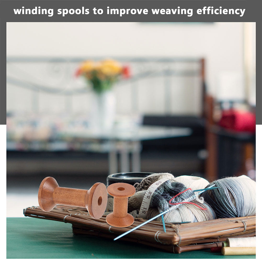 7Pcs Wooden Winding Spools Vin - Embroidery Craft ulasan dan harga