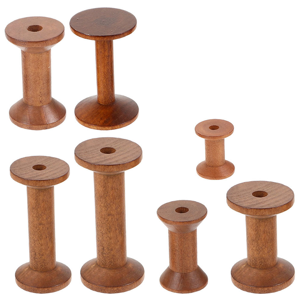 7Pcs Wooden Winding Spools Vin - Embroidery Craft ulasan dan harga