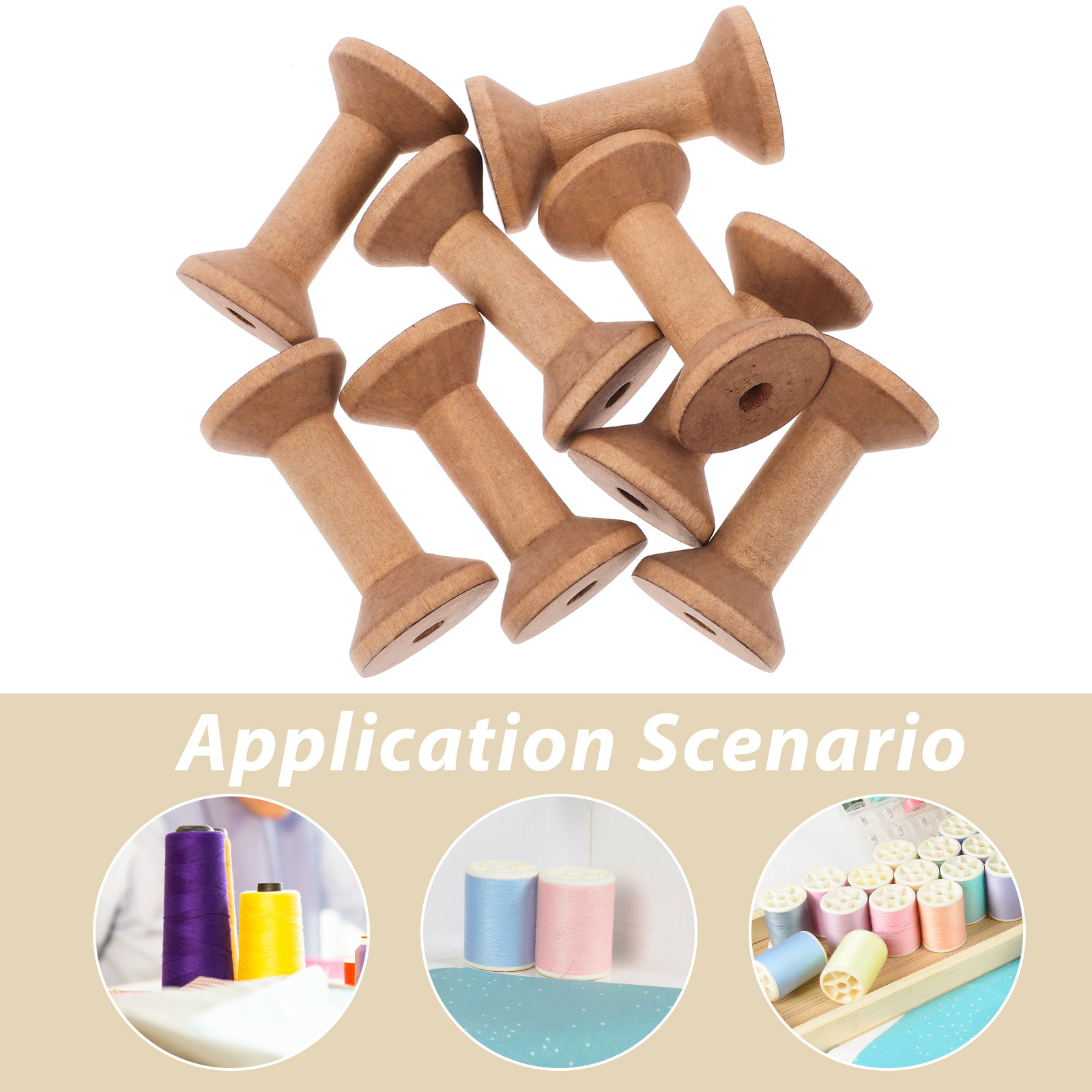 8Pcs Barrel Shaped Wooden Spoo - Embroidery Craft ulasan dan harga