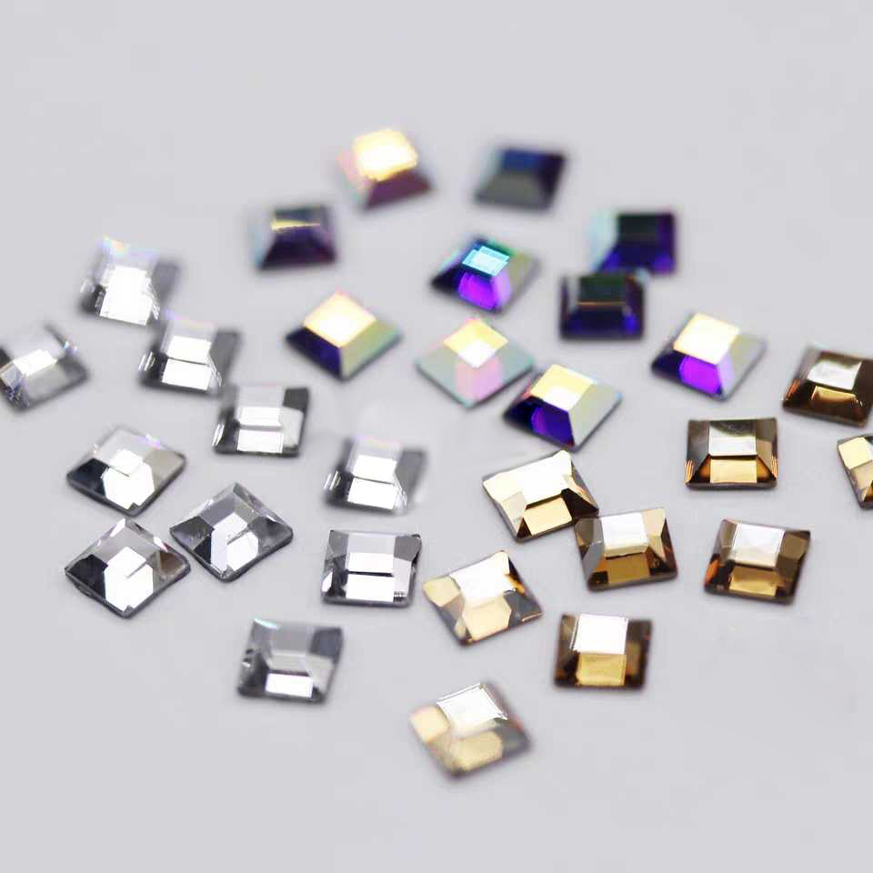 Flat Top Square 20pcs 4mm Non  - Hotfix Rhinestone Sheet ulasan dan harga