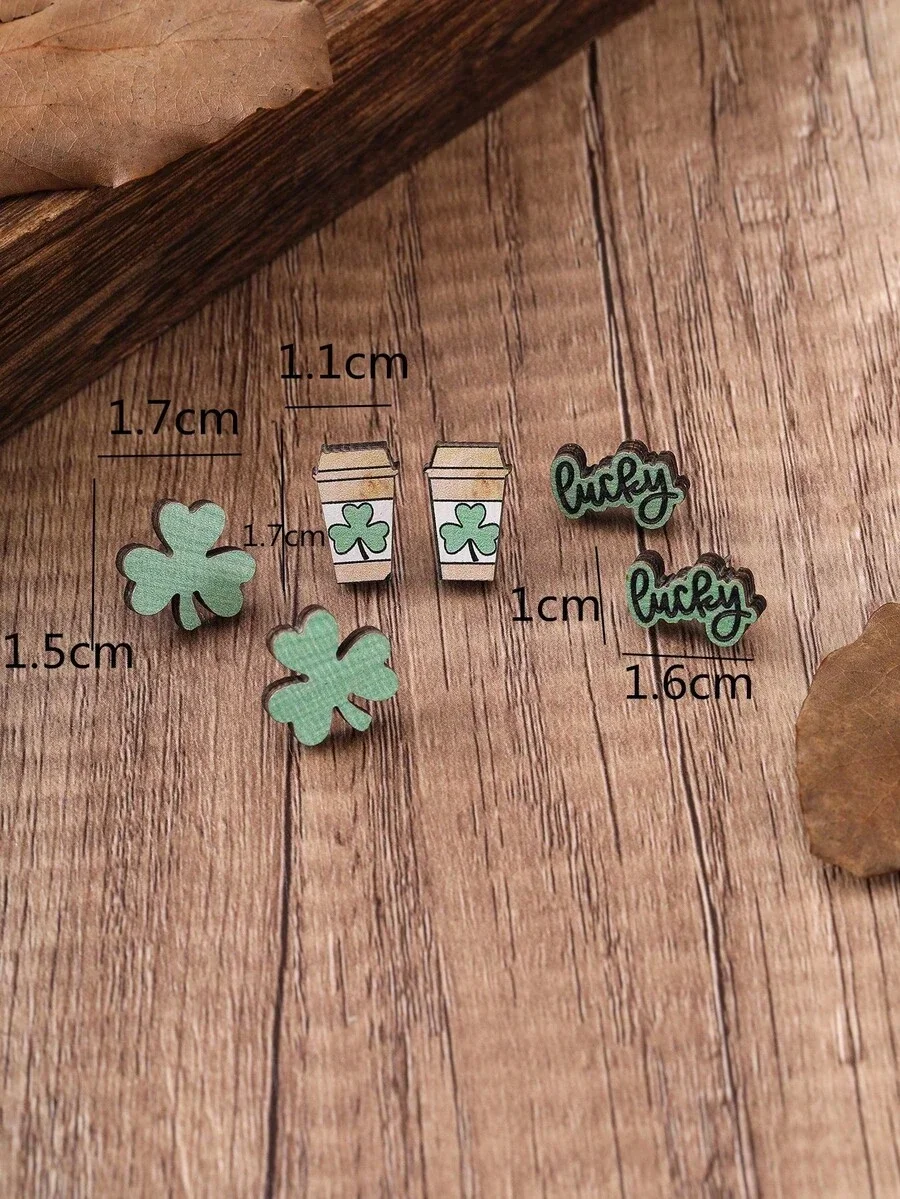3 Pairs/Set Fashionable Wooden - Iron On Stud Set ulasan dan harga