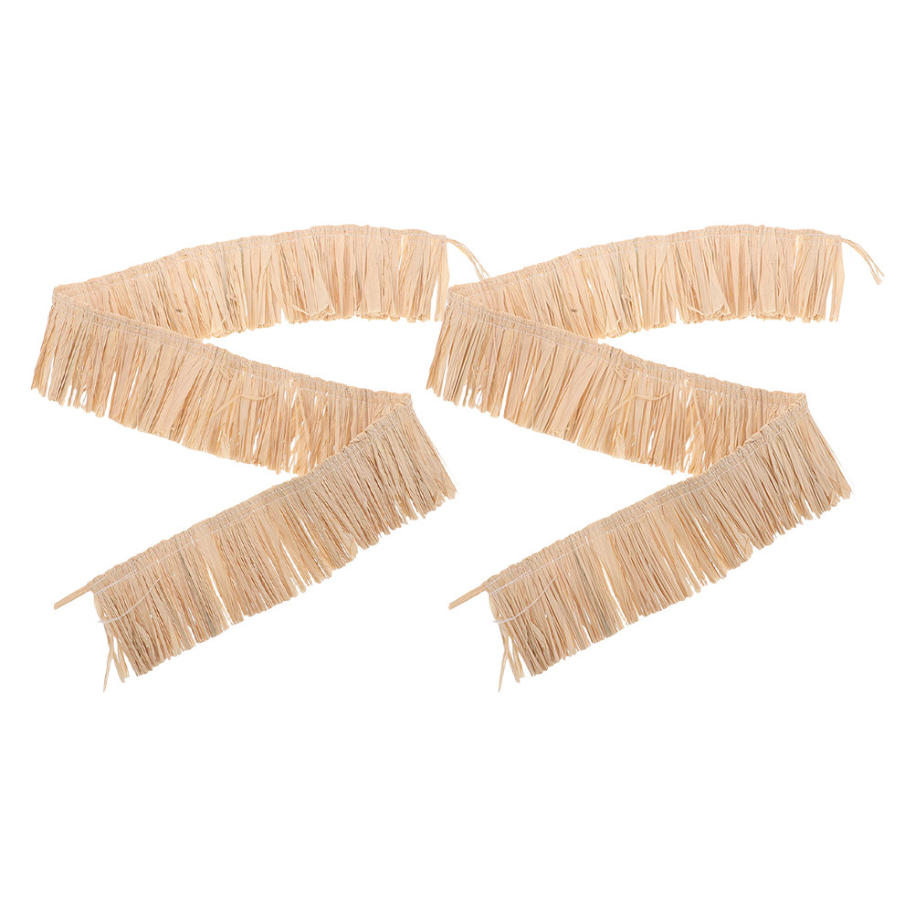 2Pcs Handwoven Raffia Fringe T - Tassel Fringe Trim ulasan dan harga