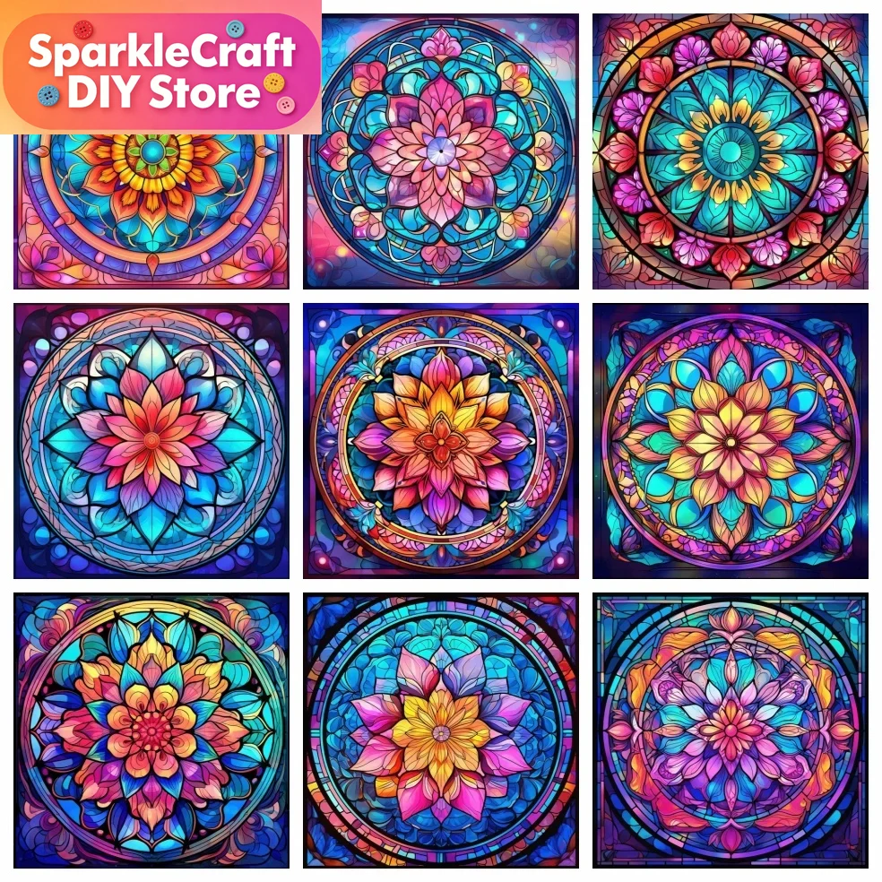 Diamond Painting Mandala Flowe - Embroidery Embellishments ulasan dan harga