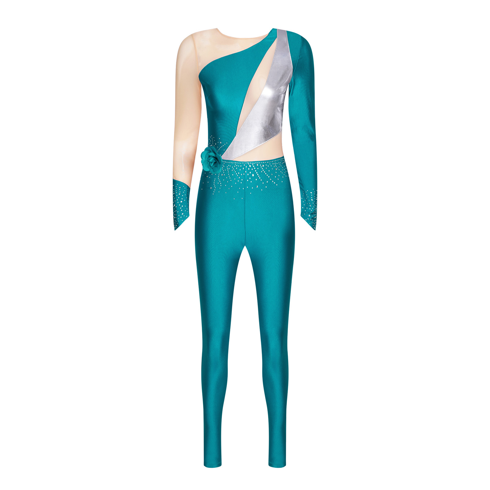 Women Figure Skating Jumpsuit  - Rhinestone Banding Trim ulasan dan harga