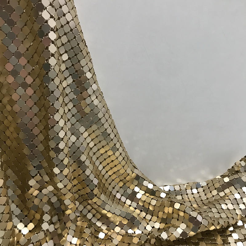 Gold Aluminum Metal Sequin Fab - Crystal Mesh Fabric ulasan dan harga