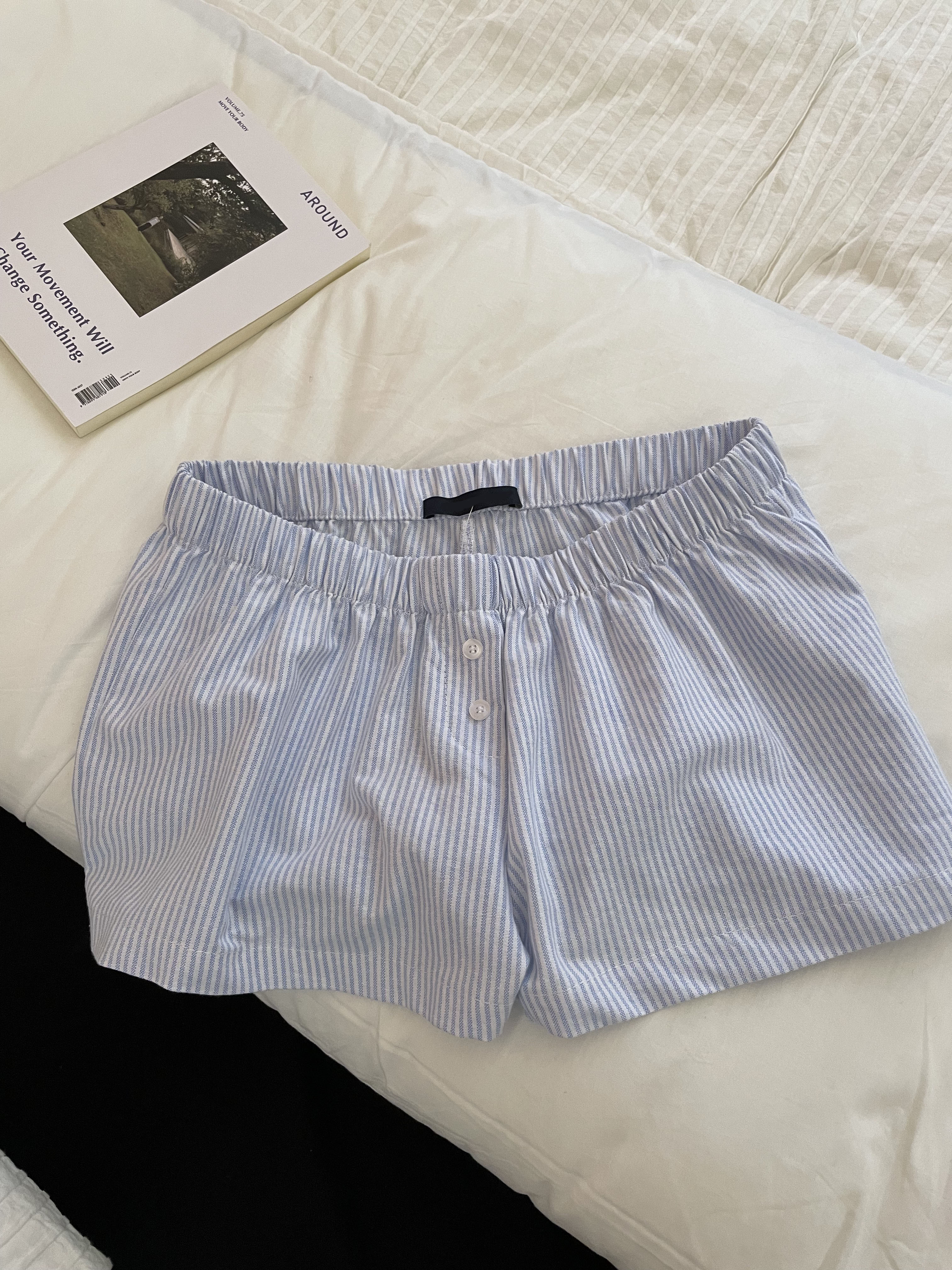 Blue Striped Shorts 2 Piece Se - Elastic Lace Trim ulasan dan harga
