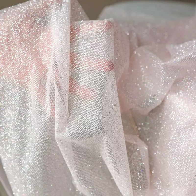 Glitter Sequin Mesh Fabric for - Crystal Mesh Fabric ulasan dan harga