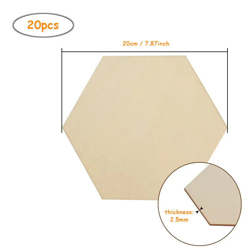 20pcs 20cm Hexagon Unfinished  - Craft Embellishment ulasan dan harga