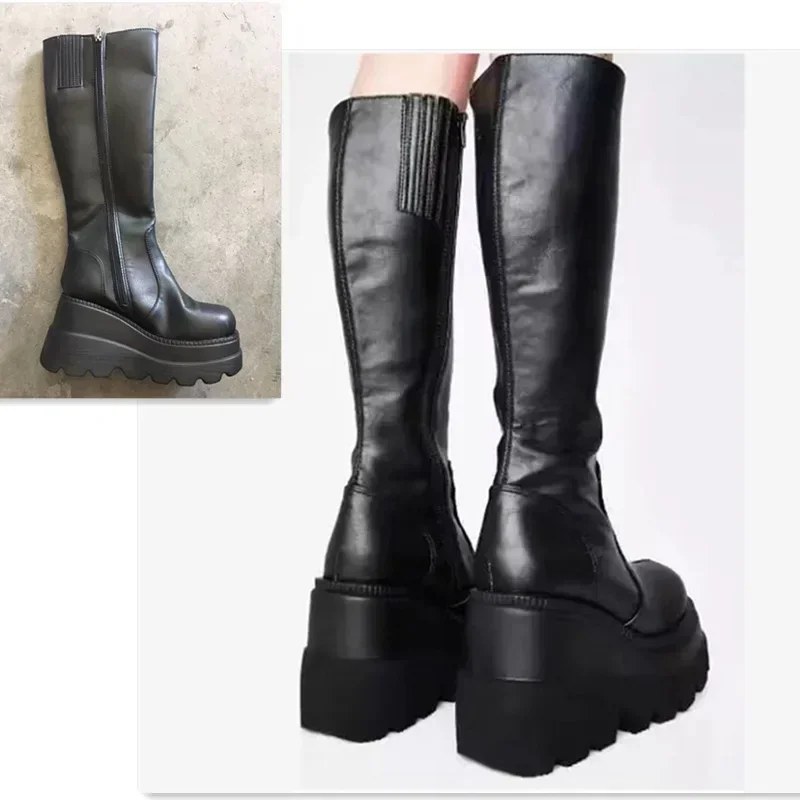 Punk Women Platform Boots Elas - Guipure Lace Panel ulasan dan harga