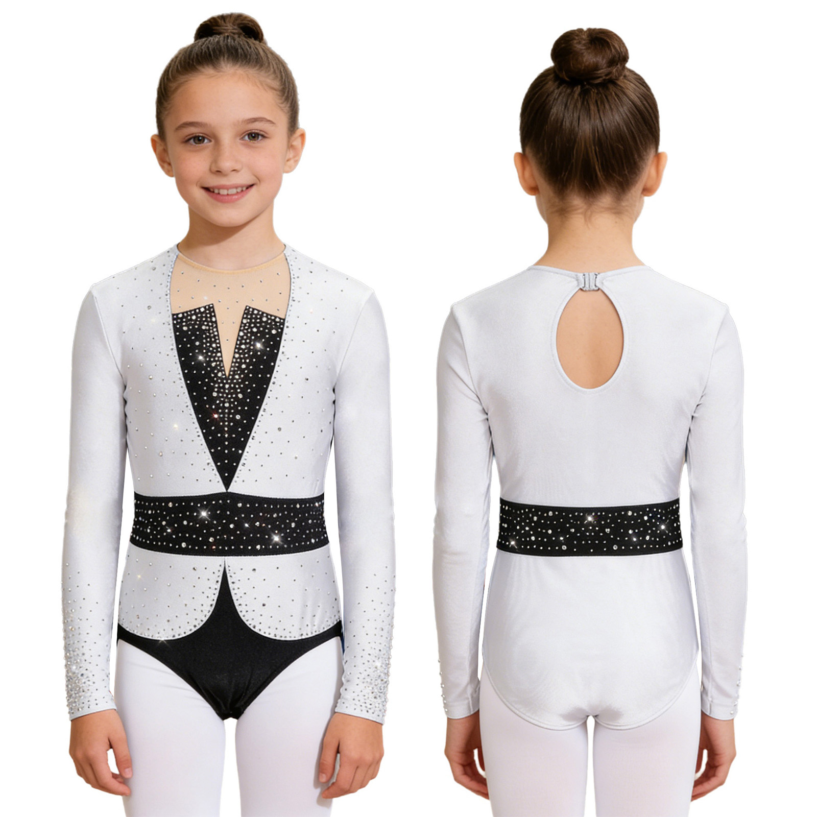 6-16Y Girls Figure Skating Rhy - Rhinestone Banding Trim ulasan dan harga