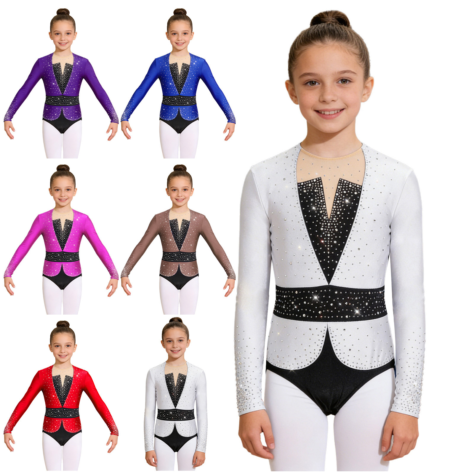 6-16Y Girls Figure Skating Rhy - Rhinestone Banding Trim ulasan dan harga