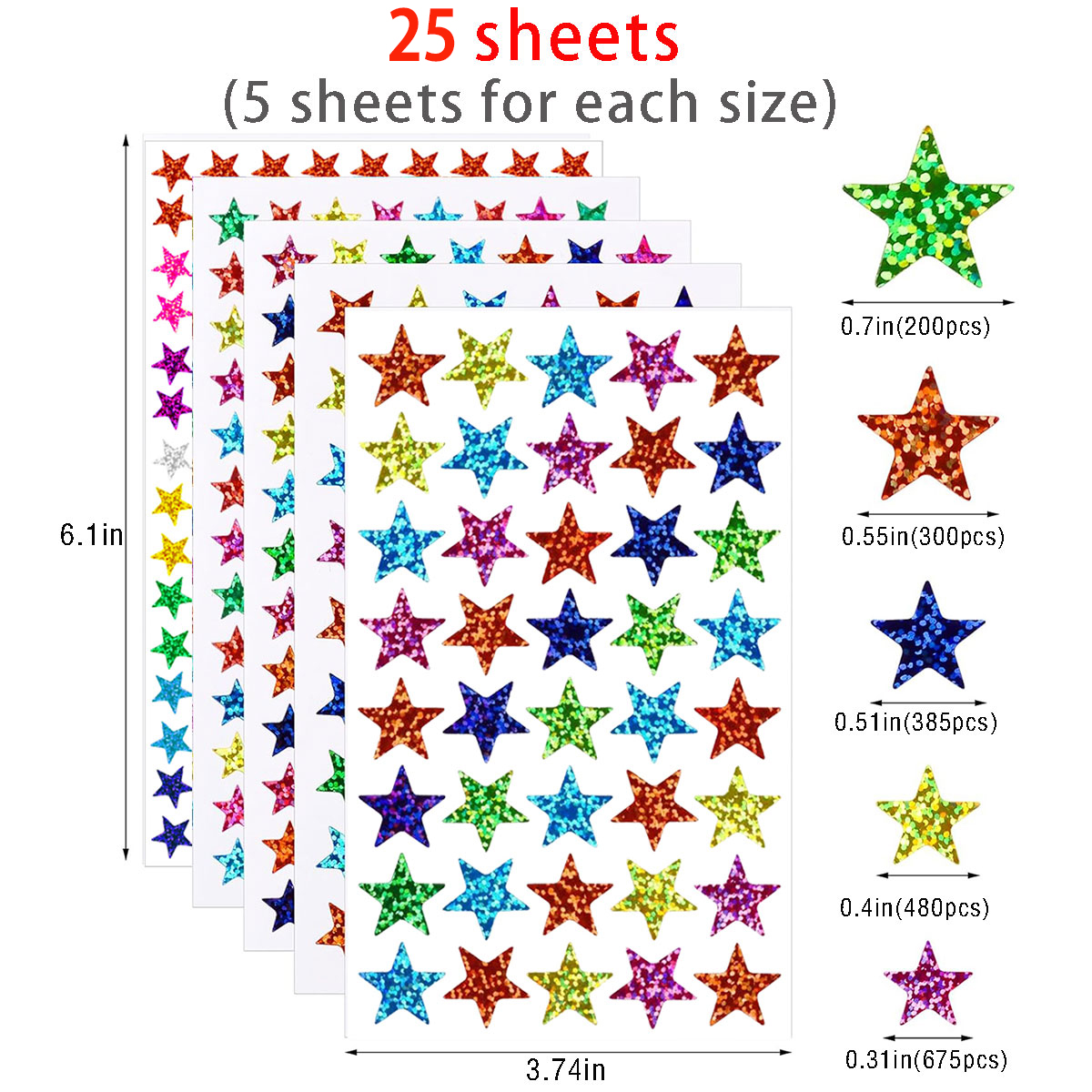 25 sheets Star Stickers 2040pc - Glitter Vinyl Roll ulasan dan harga