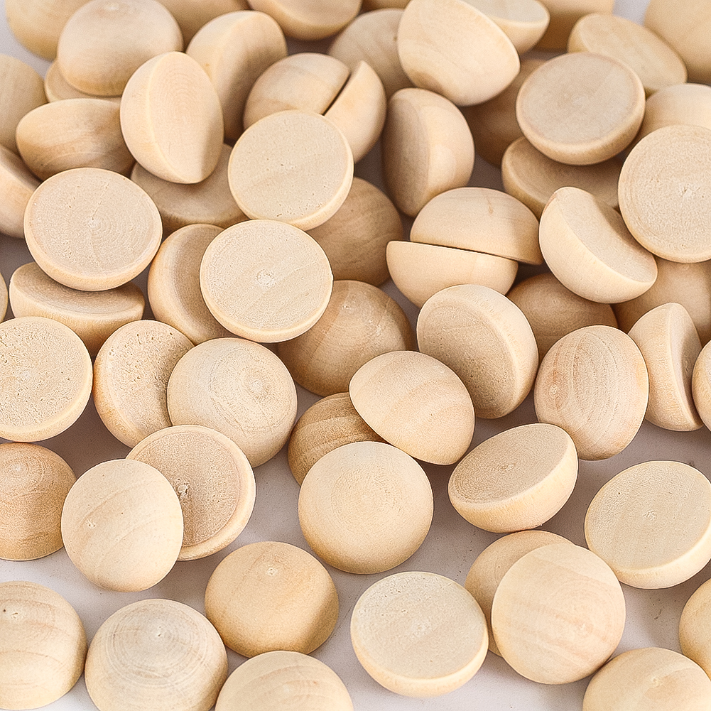 D2 50Pcs 15mm Half Wood Balls  - Craft Embellishment ulasan dan harga