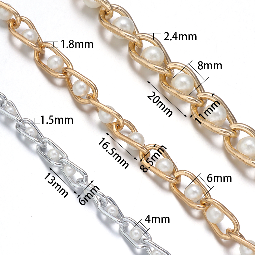 5Yards/Roll Beaded Chain Imita - Pearl Trim Chain ulasan dan harga