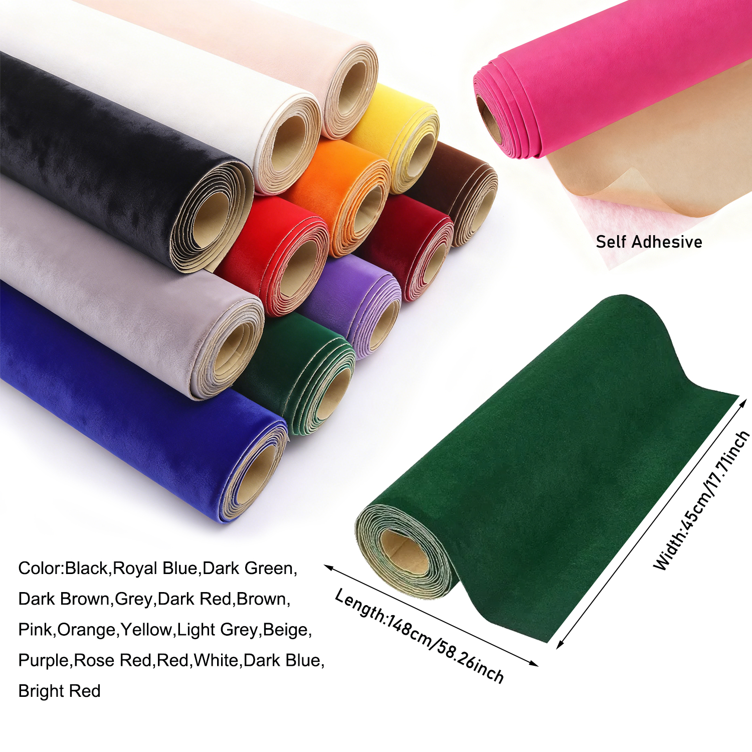 1 Roll 45 X 148cm Self-adhesiv - Velvet Ribbon Roll ulasan dan harga