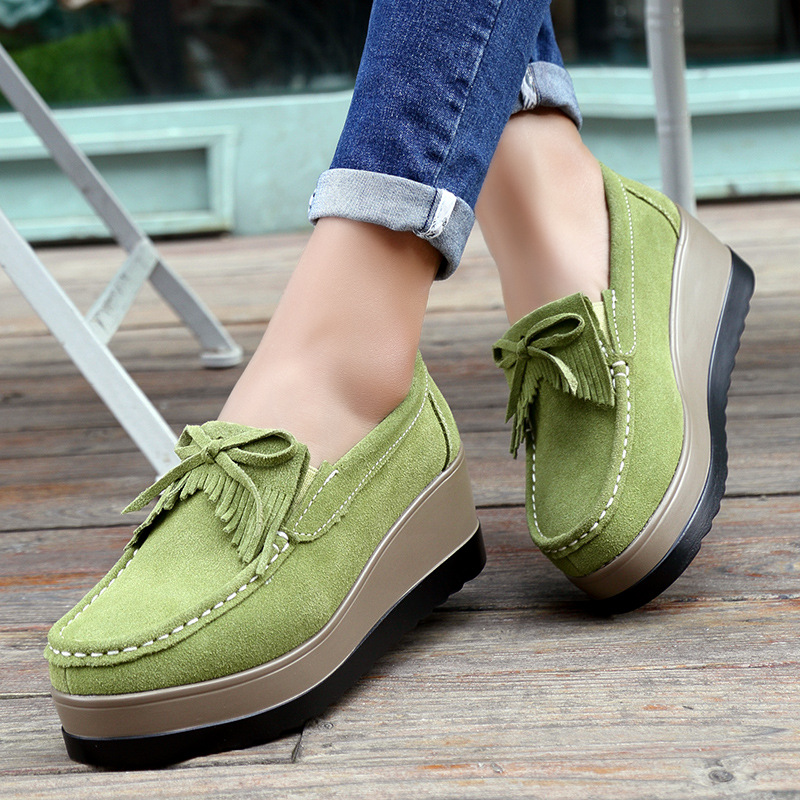 Fashon Green Suede Shoes of Wo - Tassel Fringe Trim ulasan dan harga