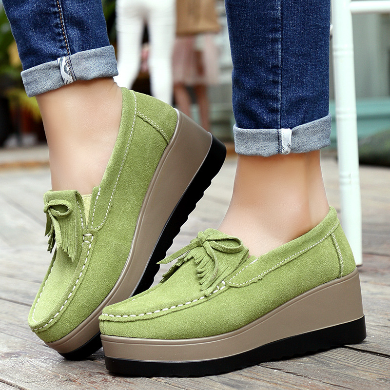 Fashon Green Suede Shoes of Wo - Tassel Fringe Trim ulasan dan harga