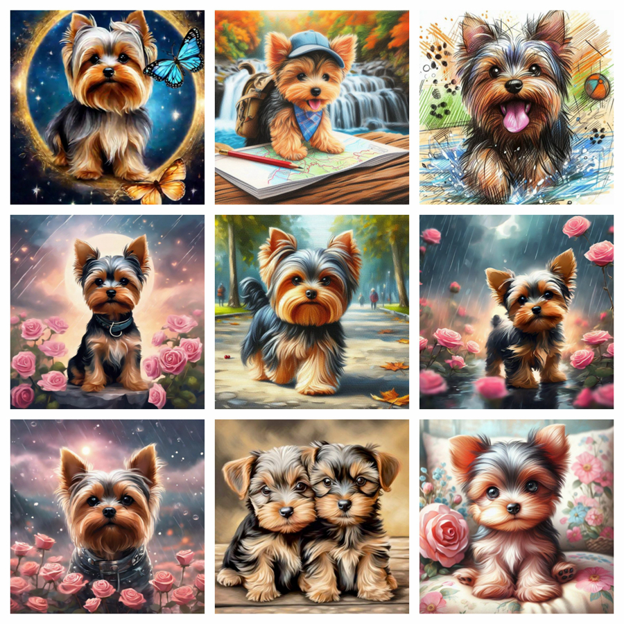 Yorkshire Terrier Dog 5D DIY D - Embroidery Embellishments ulasan dan harga