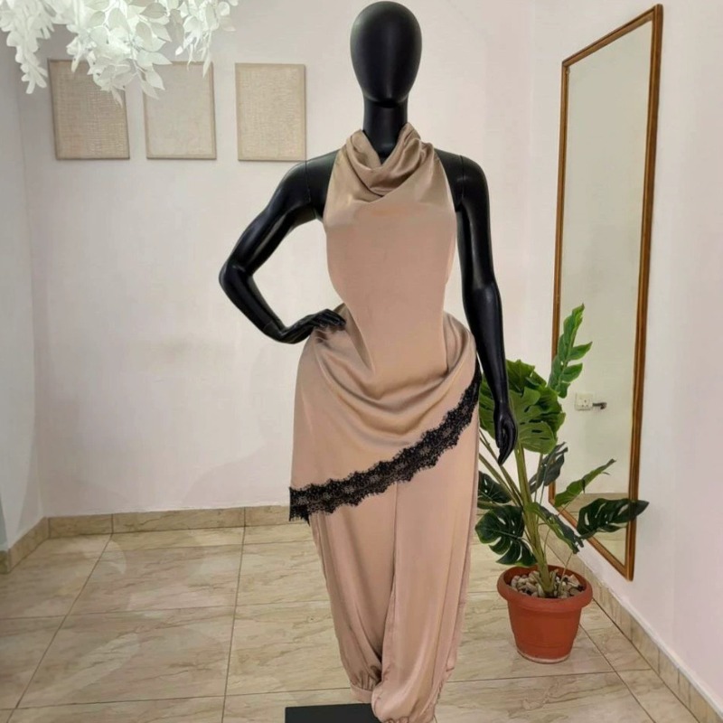 2026 African Women Satin 2 Pie - Elastic Lace Trim ulasan dan harga
