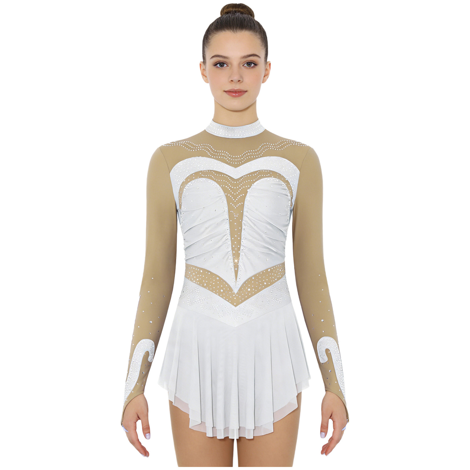 Womens Sheer Mesh Gymnastics B - Rhinestone Banding Trim ulasan dan harga