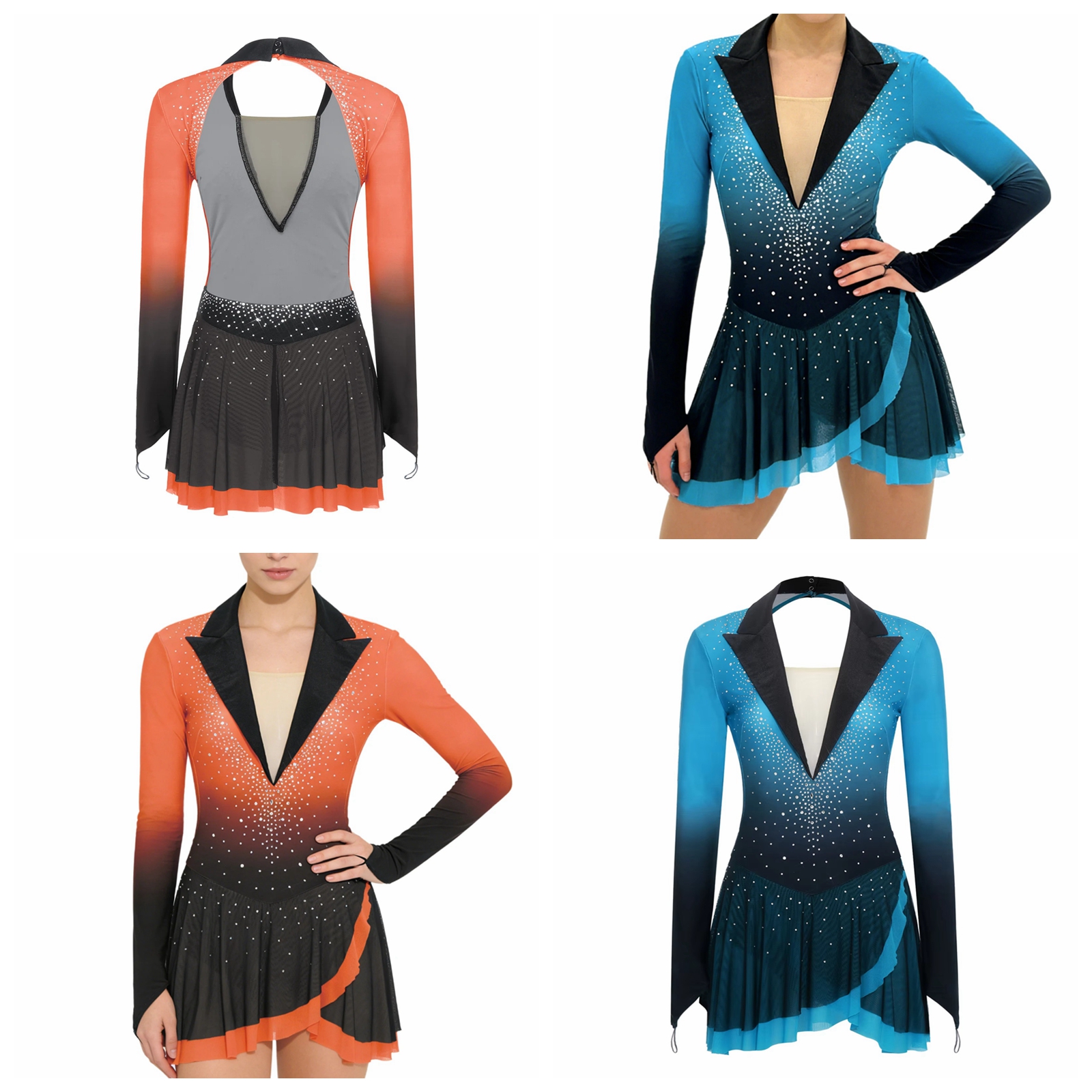 Womens Sheer Mesh Gymnastics B - Rhinestone Banding Trim ulasan dan harga
