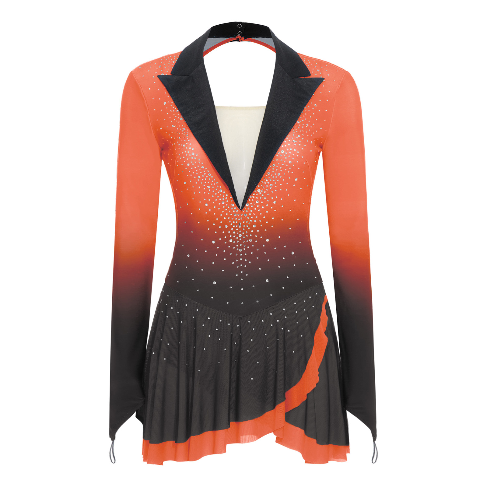 Womens Sheer Mesh Gymnastics B - Rhinestone Banding Trim ulasan dan harga