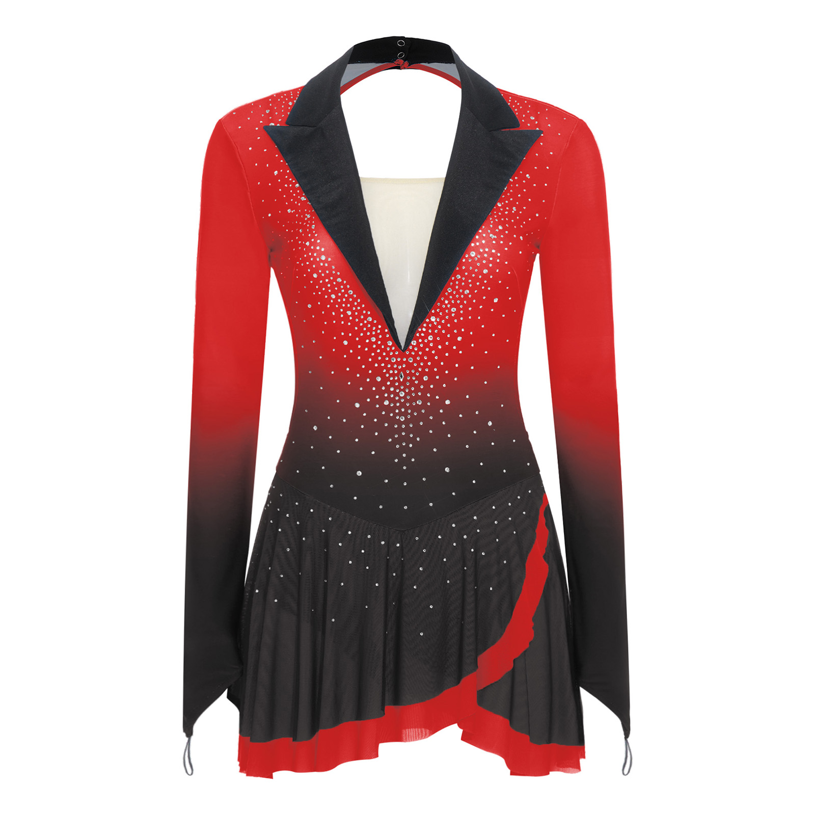 Womens Sheer Mesh Gymnastics B - Rhinestone Banding Trim ulasan dan harga