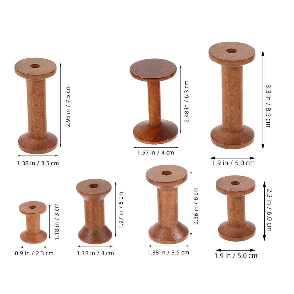 7Pcs Wood Spools Empty Thread  - Embroidery Craft ulasan dan harga