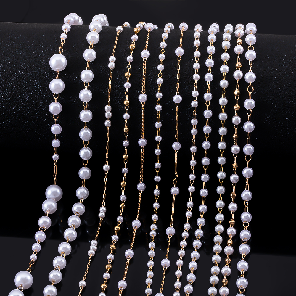 1M Stylish Multi-Style Copper  - Pearl Trim Chain ulasan dan harga