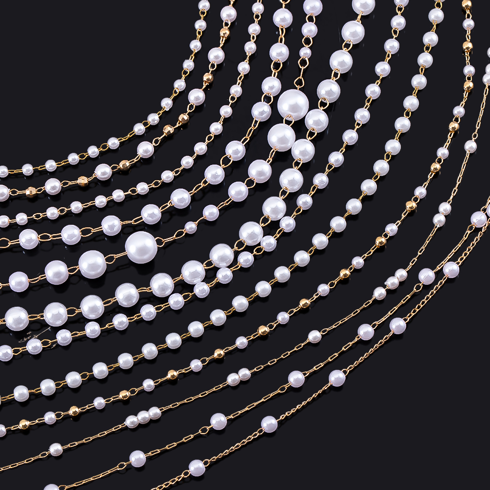 1M Stylish Multi-Style Copper  - Pearl Trim Chain ulasan dan harga