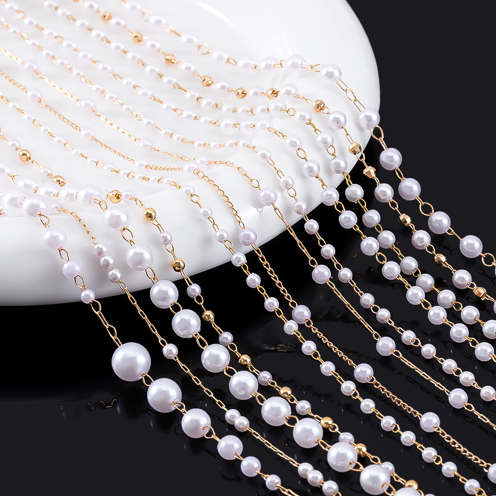 1M Stylish Multi-Style Copper  - Pearl Trim Chain ulasan dan harga