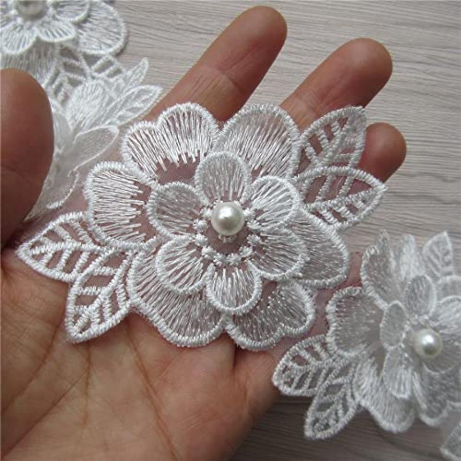 2 Yards 3D Flower Lace Trim Pe - Lace Ribbon Trim ulasan dan harga