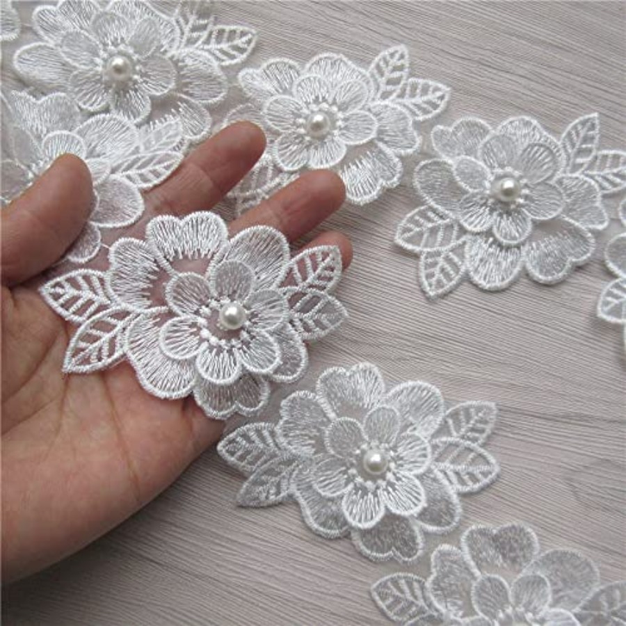 2 Yards 3D Flower Lace Trim Pe - Lace Ribbon Trim ulasan dan harga