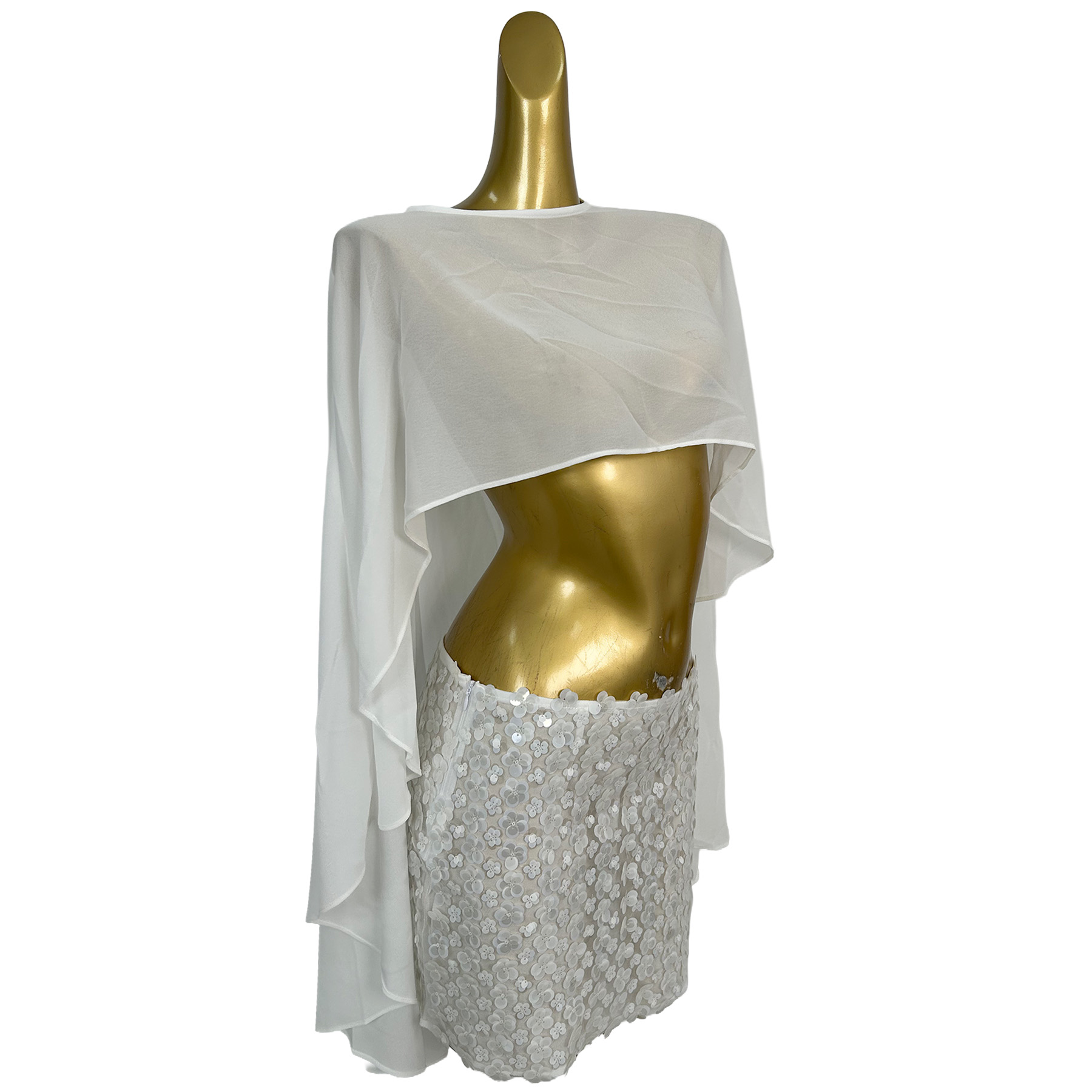 Chuju White Chiffon Cape with  - Embellish Knit ulasan dan harga