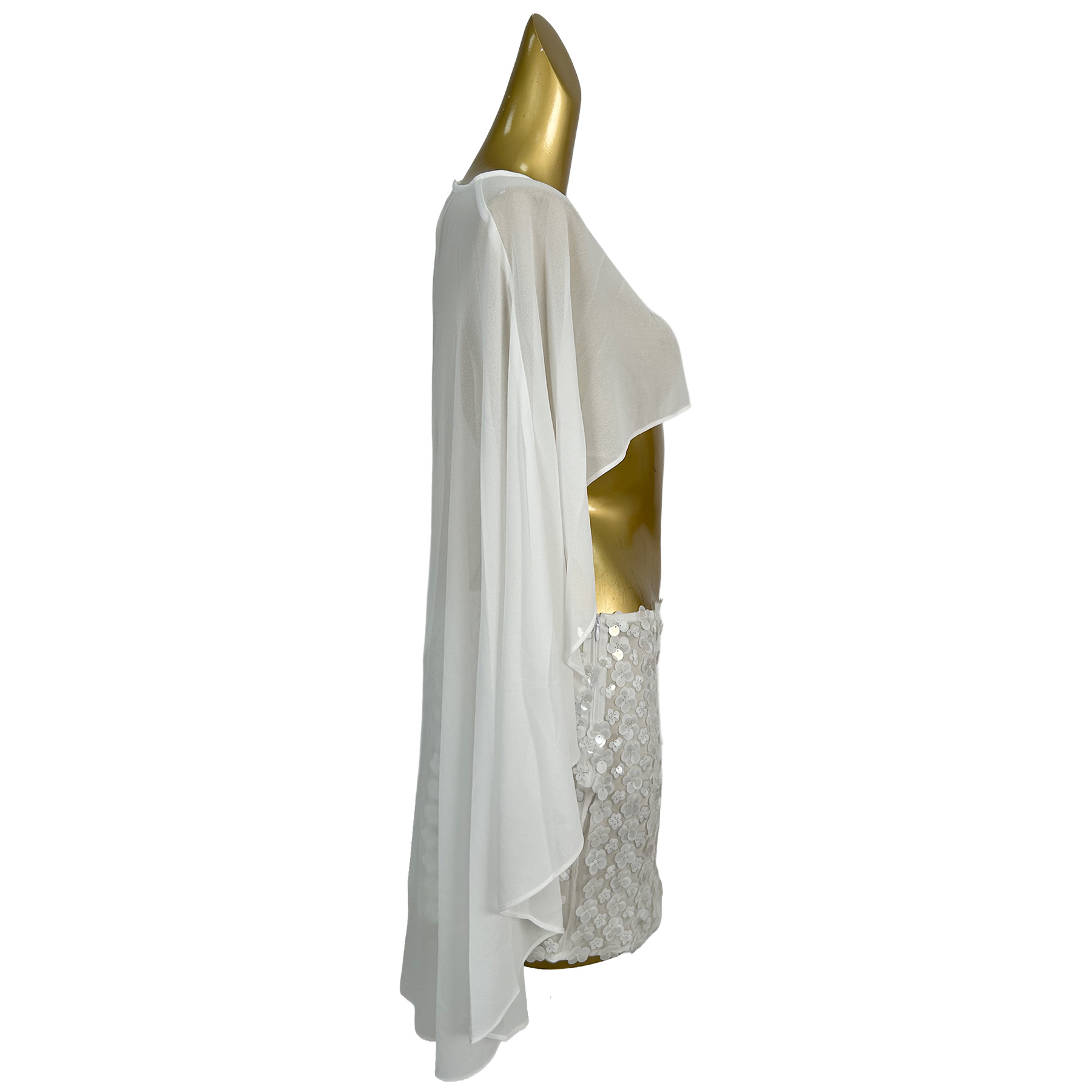 Chuju White Chiffon Cape with  - Embellish Knit ulasan dan harga
