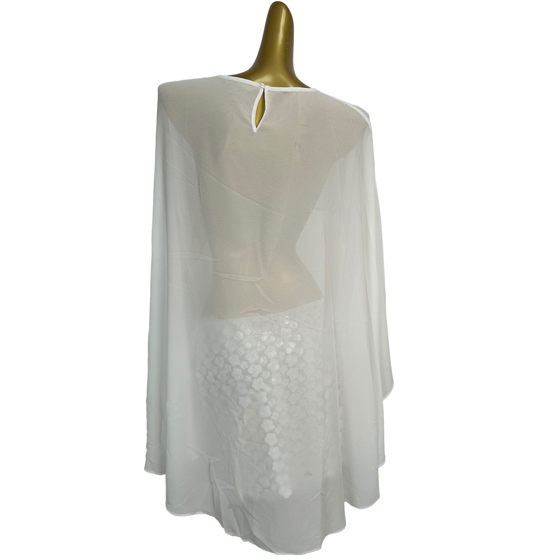 Chuju White Chiffon Cape with  - Embellish Knit ulasan dan harga