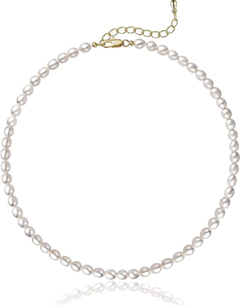 Pearl Necklace 5-7mm Oval Whit - Pearl Trim Chain ulasan dan harga